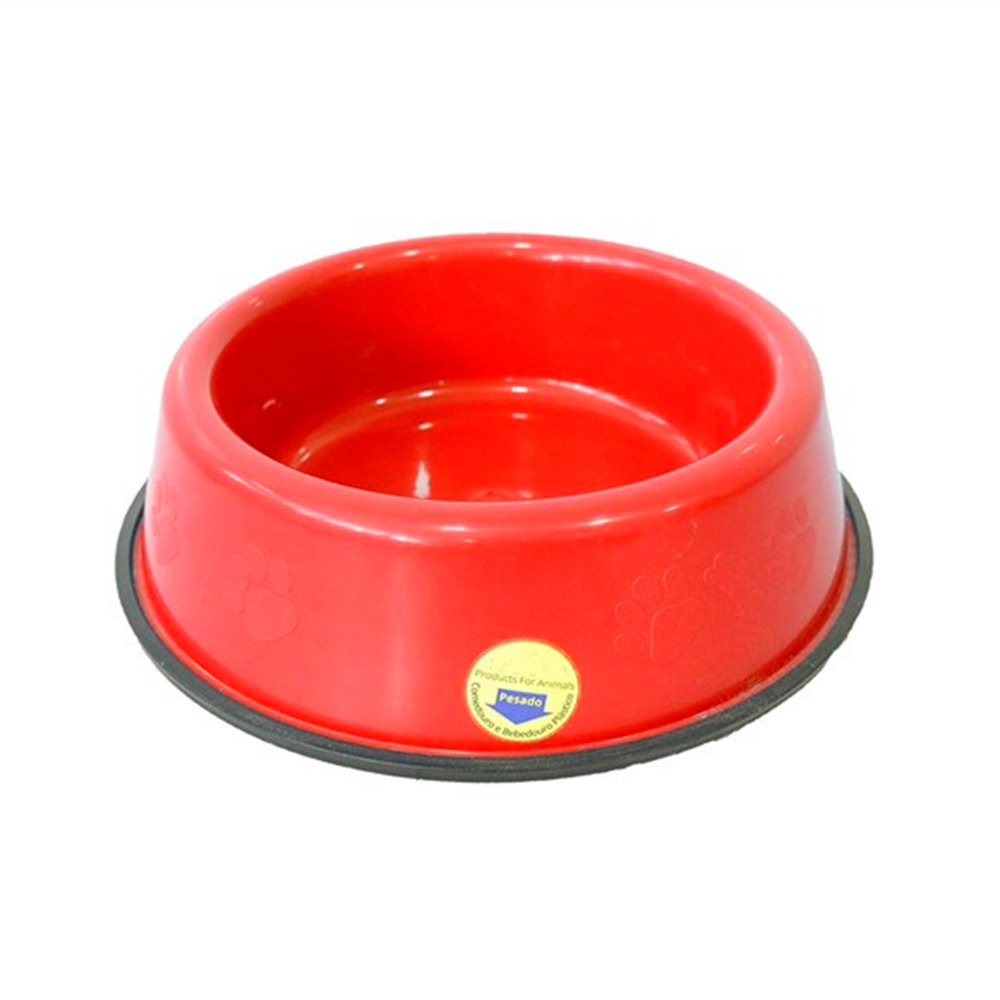 Comedouro Pesado Pata e Osso Para Cães Pequeno Vermelho Tudo Pet 750ml
