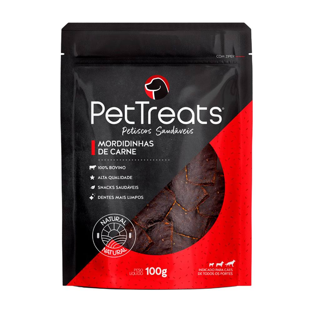 Petisco Natural PetTreats Mordidinhas de Carne Para Cães 100g