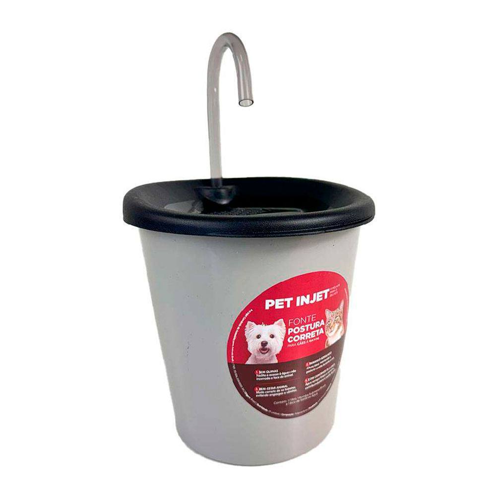 Fonte Bebedouro Para Cães e Gatos Postura Correta Preto Pet Injet