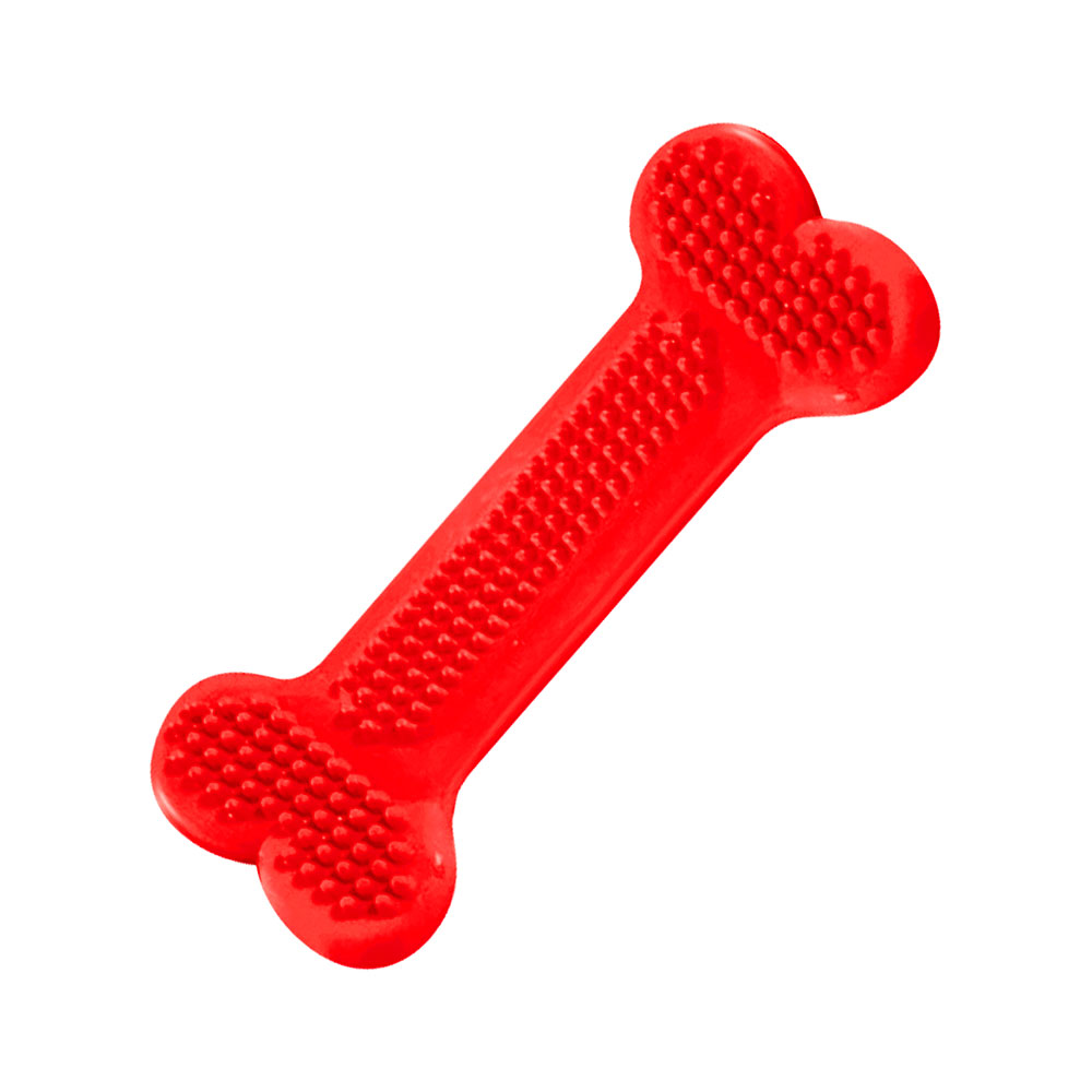 Brinquedo Para Cães Osso Massageador Dental Flex Mini Vermelho 10cm Pet Injet
