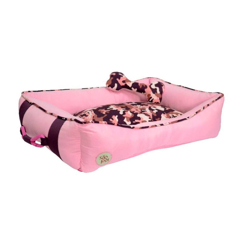 Cama Para Cães e Gatos Ayla Selva Rosa São Pet Tamanho G