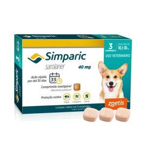 Simparic Antipulgas e Carrapatos Para Cães de 10,1 a 20kg - 3 Comprimidos