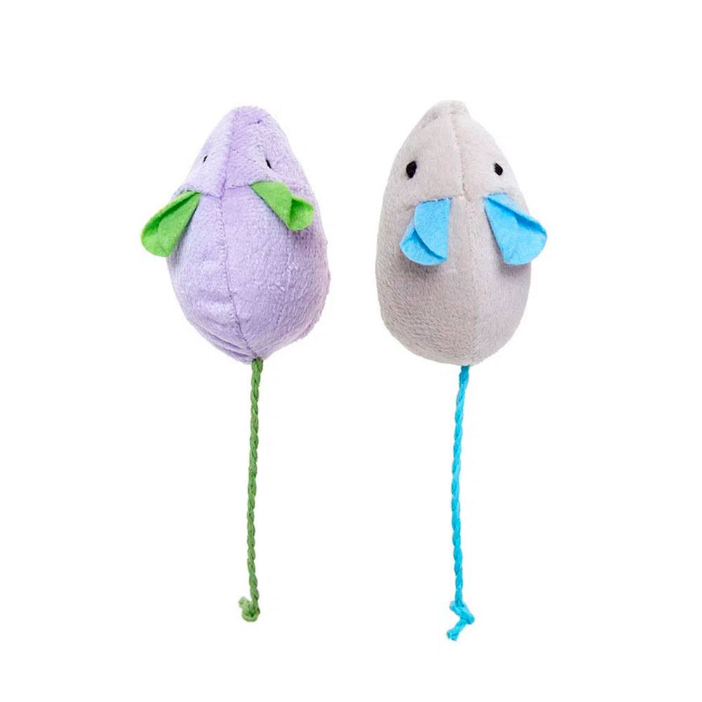 Brinquedo Para Gatos Kit 2 Ratinhos Pelúcia CatNip Colorido HomePet