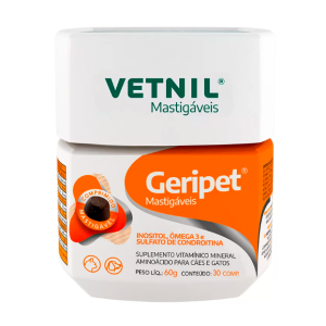 Suplemento Vitamínico Vetnil Geripet Mastigável para Cães e Gatos 30 Comprimidos