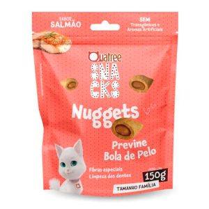 Snack Quatree Nuggets Para Gatos Previne Bola de Pelo Sabor Salmão 150g